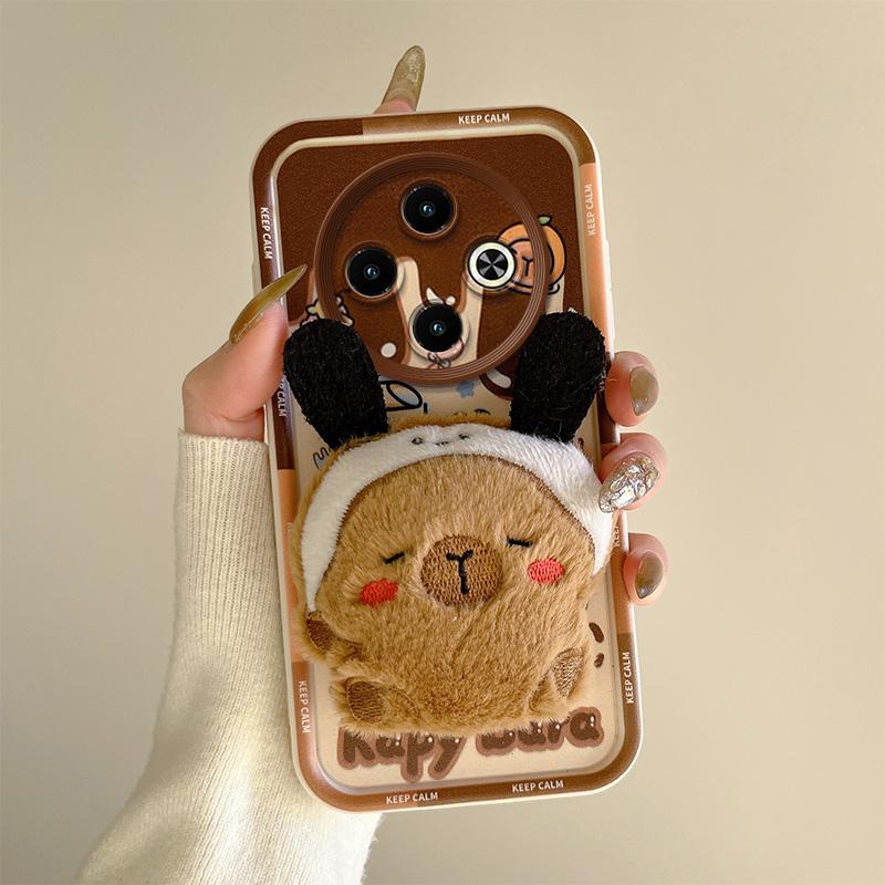 KEYSION Cute 3D Cartoon Plush Case for Infinix Spark 30C with Lanyard Soft Silicone Shockproof Phone Cover for Infinix Spark 30C