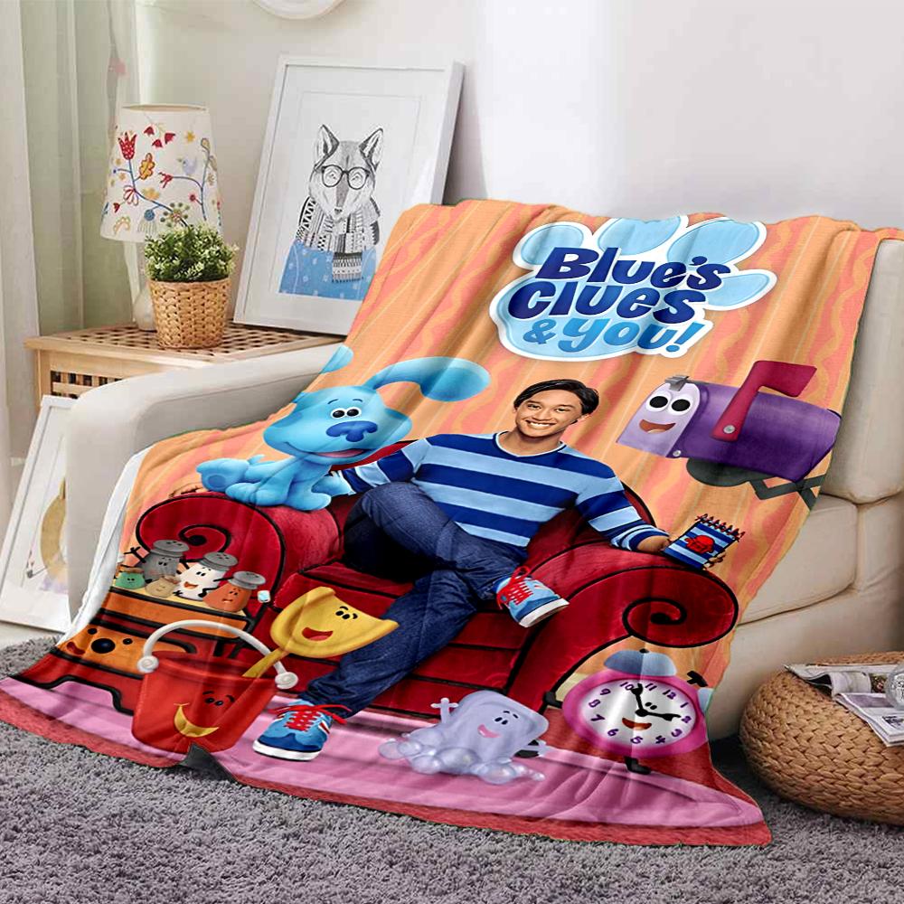 Blue's Clues Theme Printed Blanket - Perfect for Couch, Bed, Travel & Outdoor Use | Machine Washable, Cozy & Durable.
