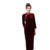 Old Shanghai Vintage Chinese Velvet Lace Long Sleeve Cheongsam 1011 Autumn New Happy Mom Wedding Banquet Toast