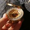 Gold Color Outdoor Compass Brass Material Camping Compass Portable Pocket Compass  Navigation