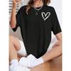 NEW Spring Female Cotton T-Shirts Simple Heart Prints Graphic Tees Comfortable Personality Street Tops Fashion Woman Clothes