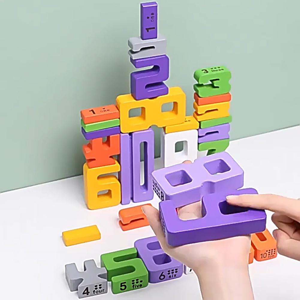 20PCS Building Blocks Montessori-Inspired Wooden Number Building Blocks Digital Cognitive Enlightenment Teaching Aids