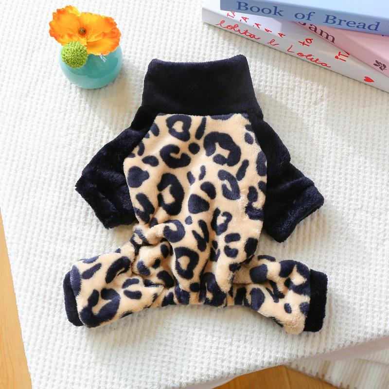 Pet Circle Dog Jumpsuit Small Breeds Puppy Soft Fleece Leopard Print Four-Legged Outfit
