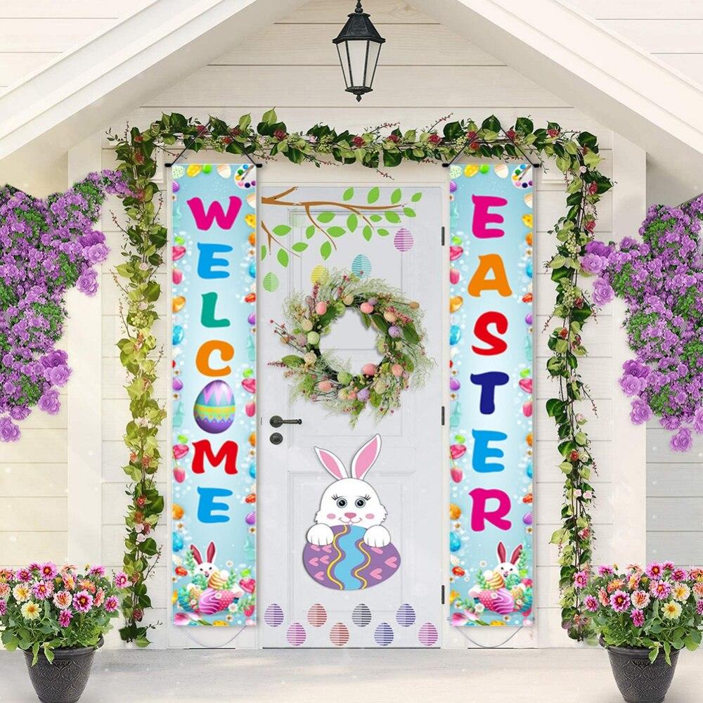 Oster-Couplet Willkommen Frohe Ostern Banner für Frühling Innen Außen