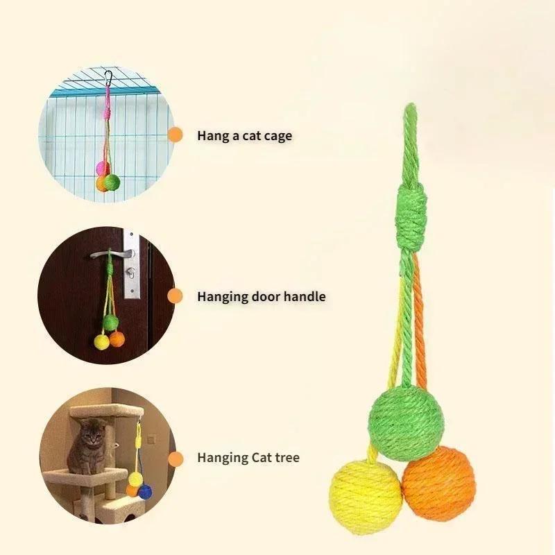Pet Toy Cat Scratch Toy Cat Hanging Sisal Ball Built-in Bell Interactive Toy Pet Supplies cat toys  pet products