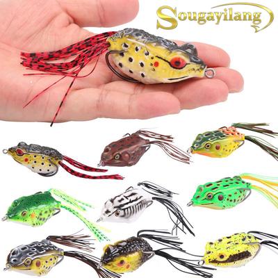 Bass-Angelköder, 9 Stück, Silikon-Frosch-Angelköder, 3D-Augen, hohler Körper, Frosch, Topwater, weiche Köder