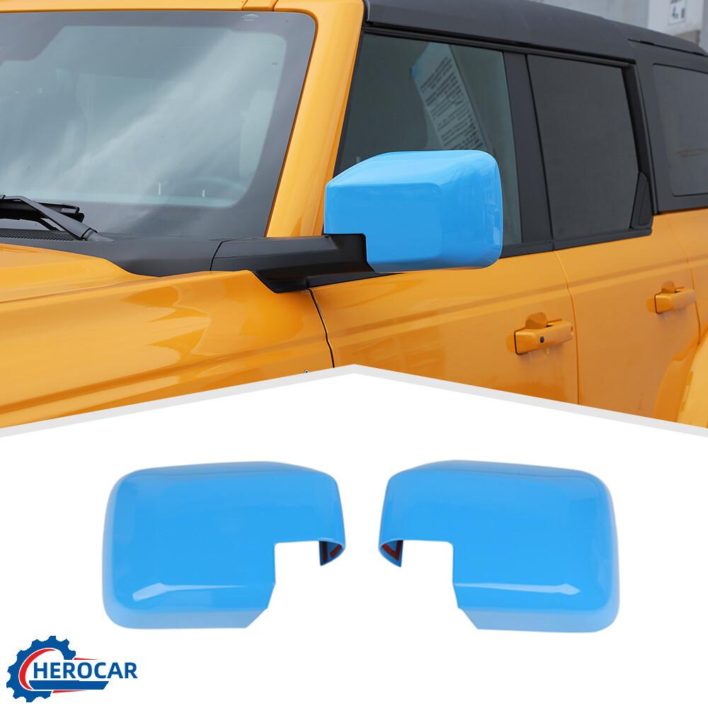 Light Blue ABS Exterior Side RearView Mirror Cover Bezels For Ford Bronco 21+