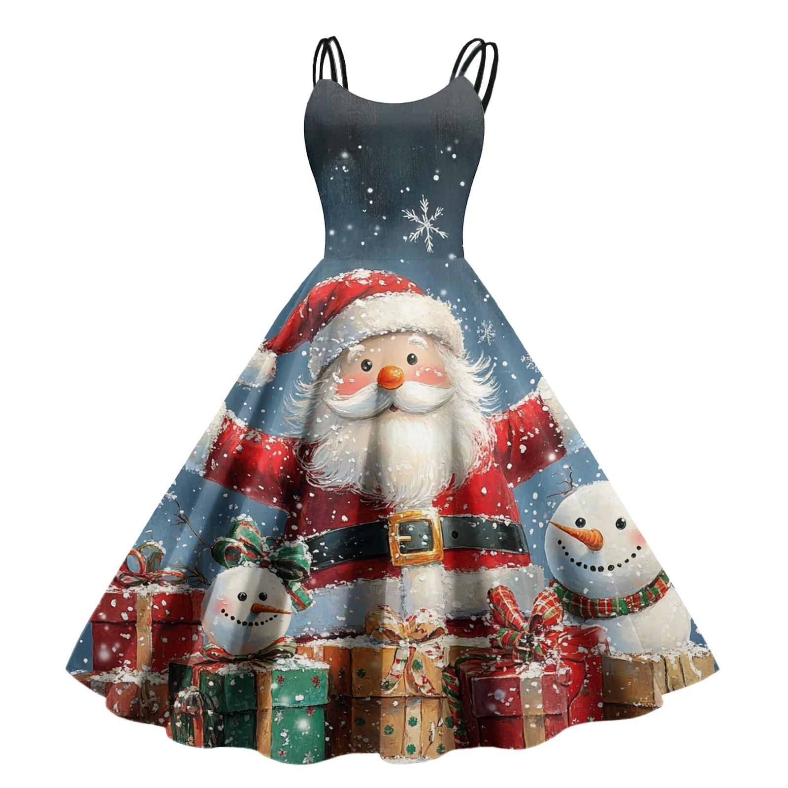 

Женское модное рождественское печатное сексуальное коктейльное платье без бретелек в готическом стиле в стиле панк-винтаж S