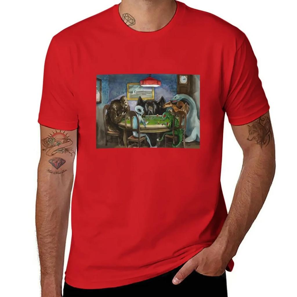 Cryptids playing poker TShirt quick drying anime t shirts men