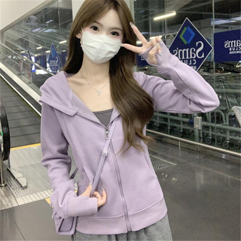 

Navy Blue Women s Slim Fit Yoga Sweatshirt - Small, Casual Zipper Cardigan for Spring & Autumn 2025 L