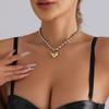 European and American jewelry sweet and cool ins wind regular arrangement beaded necklace exaggerated glossy peach heart pendant collarbone chain