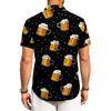 Men's Casual Short Sleeve Button Down Shirt Beer Mug Print Lightweight Breathable Fabric Relaxed Fit Summer Shirt