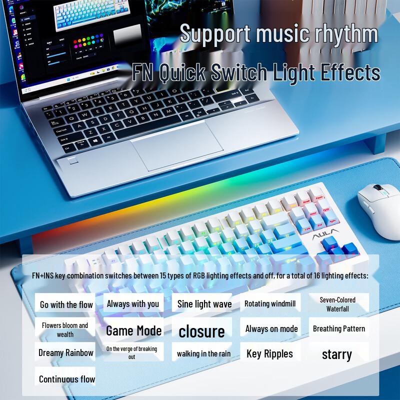 AULA L87 87-Key Tri-Mode Hot-Swappable RGB Mechanical Keyboard