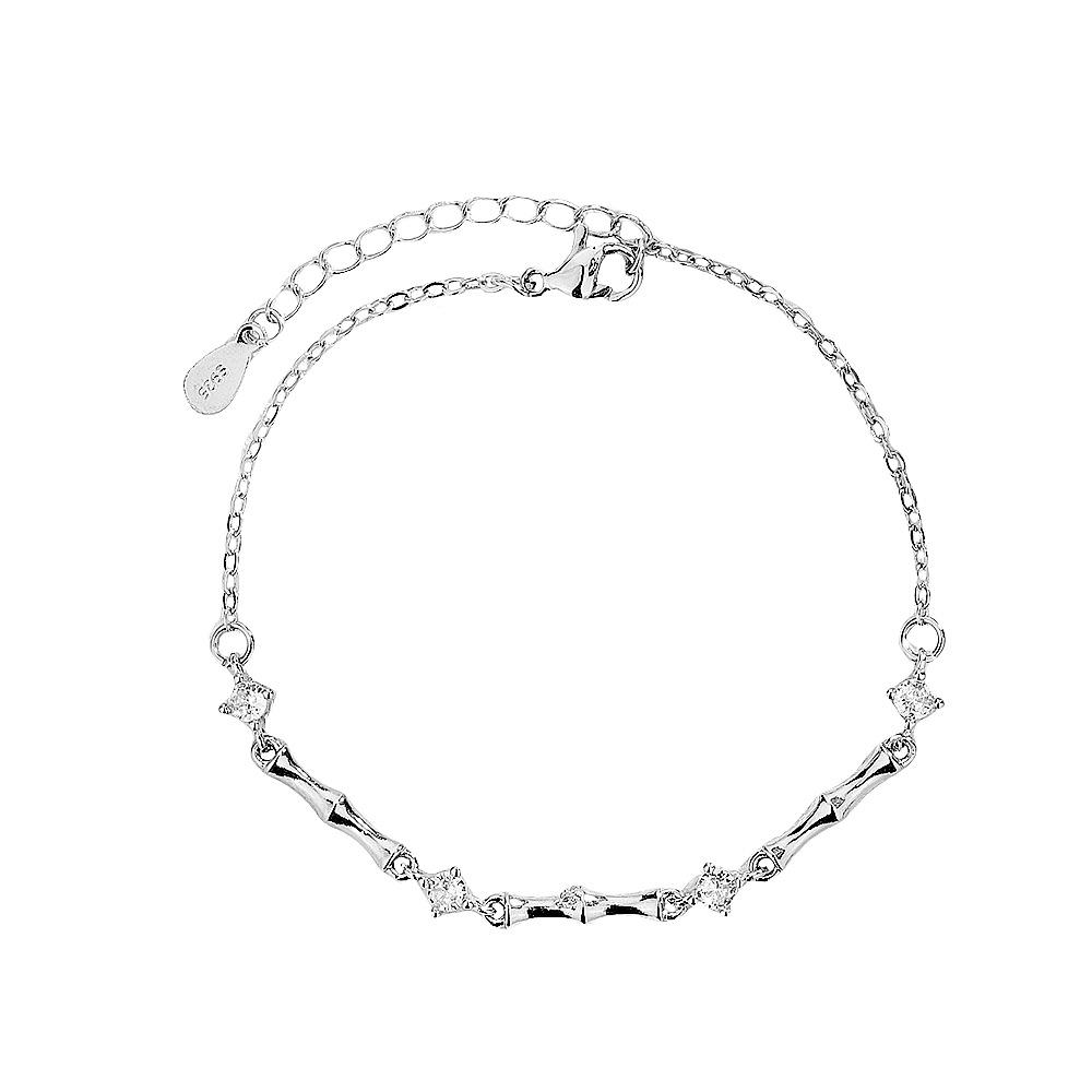 925 Silver Geometric Square Round Bead Bracelet For Women Personality Temperament Simple Hand Jewelry Party