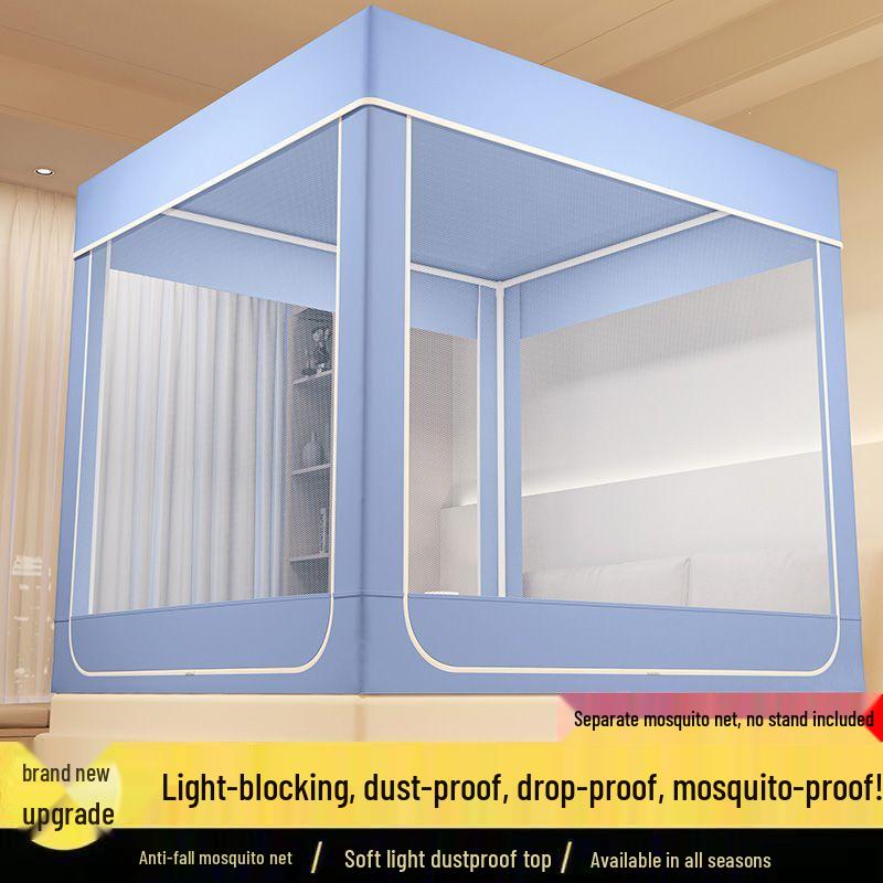 Anti-Fall Mosquito Net and Dustproof Blackout Bed Canopy for Children, Sit-On Style for Single/Double Beds