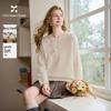 Pull en maille à motif floral blanc cassé pour femme Xiangying