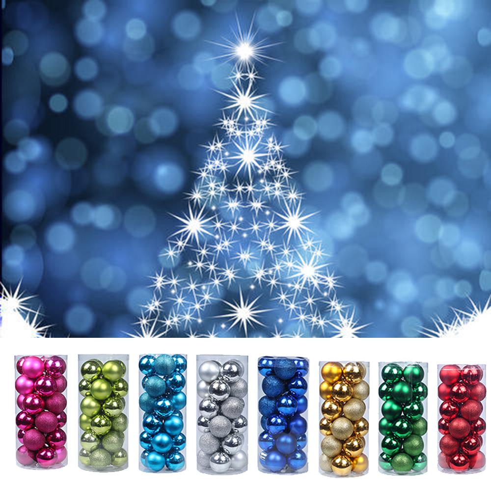 Živé 6cm vánoční koule, sada 24 kusů, slavnostní dekorace