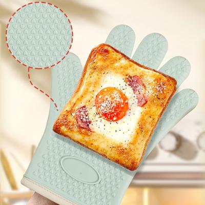 Ofenhandschuhe gegen Verbrühungen, verdickte Silikonisolierung, rutschfest, hochtemperaturbeständig, für Küchenöfen und Backen