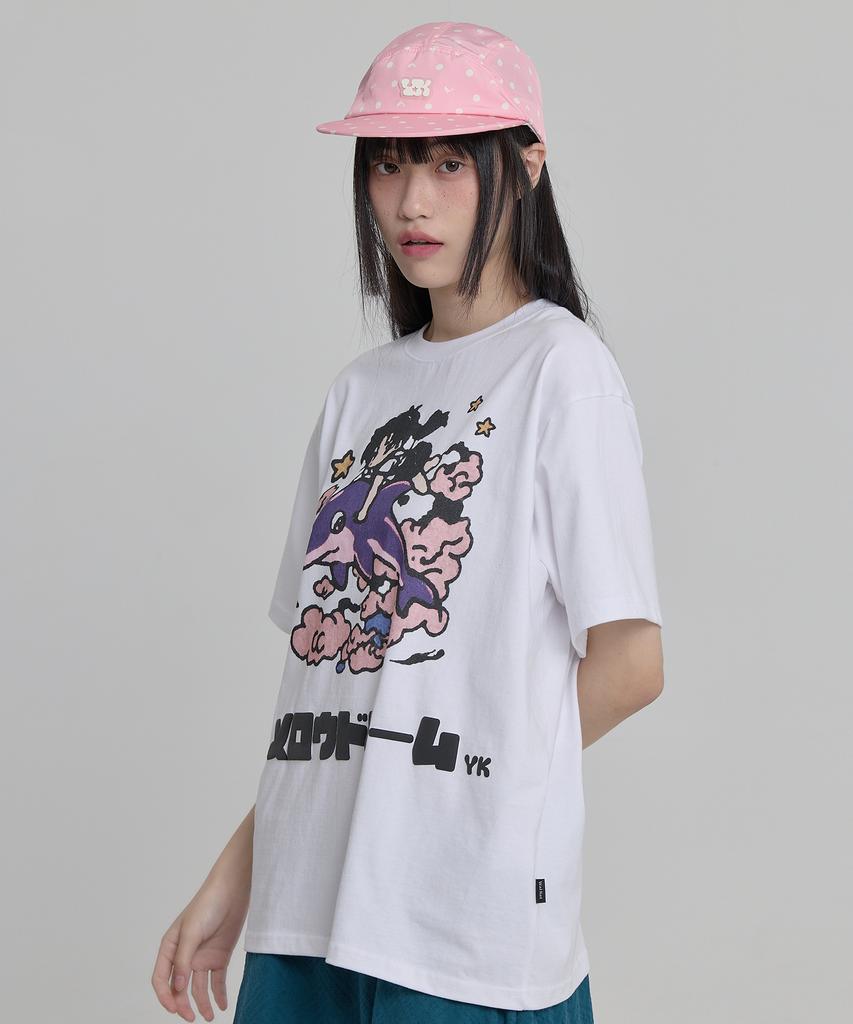 WAIKEI Mellow Dream Cartoon Short Sleeve T-Shirt White
