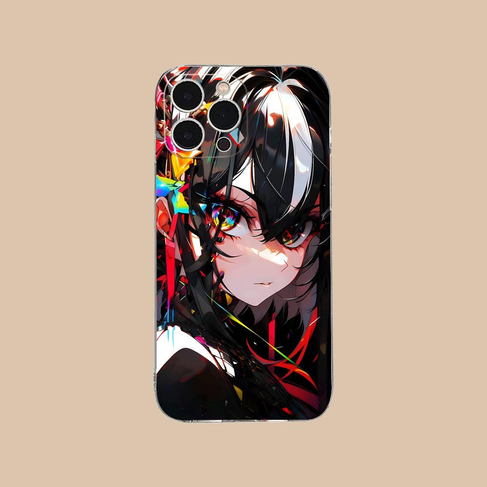 Anime Punk Girl Phone Case for iPhone 16 15 14 13 12 11 X XR XS 8 6 Pro Max Plus Mini Clear Colour Protective Cover Cellphones