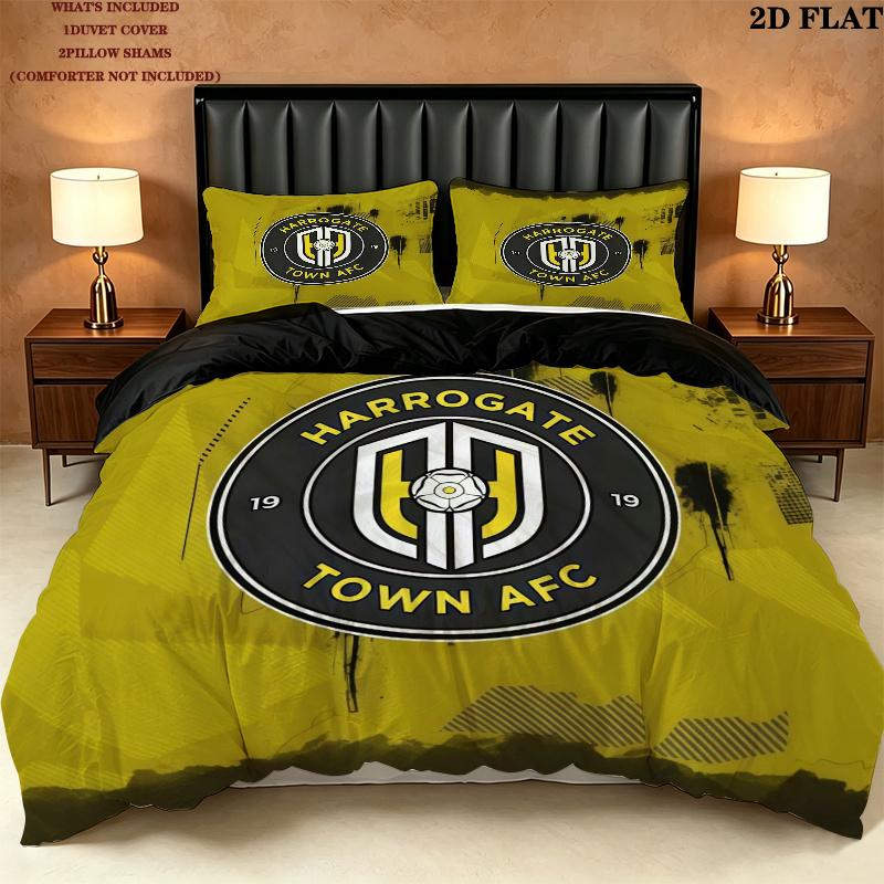 Harrogate Town Afctowel Bedding Quilt Set Quilt Cover Pillowcase Home Decoration Birthday Gift (1 * duvet cover + 2 * pillowcase, without core)