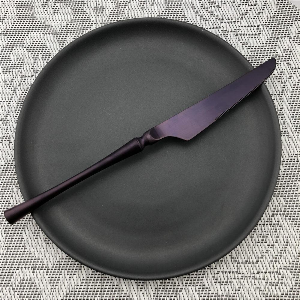 Purple Cutlery Stainless St Steel Matte Polishing Black Dinnerware Set Tableware Dinner Knife Fork Soup Kitchen Accessories