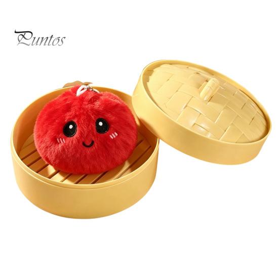 Miękka Kawaii Estetyczny Dekor Pluszowy Breloczek Pierożek, Uroczy Zawieszka do Torebki Bułeczka na Parze na Prezent Halloweenowy Kluczyki do Samochodu Dzieci Portfel Plecak, Wypchana Żywność