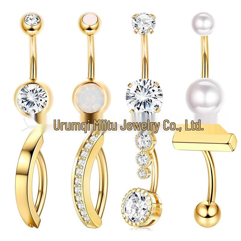 9-Piece Belly Button Ring Set: Versatile Fashion Navel Piercing Jewelry