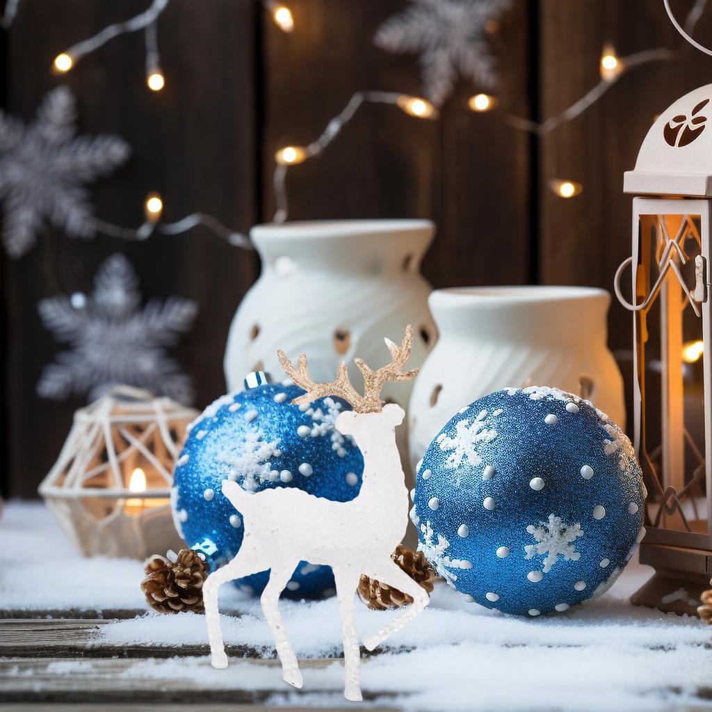 6Pcs Christmas Reindeer Decorations Adorable Elk Statues Plastic Xmas Standing Deer Ornaments Party Tabletop Holiday Decor