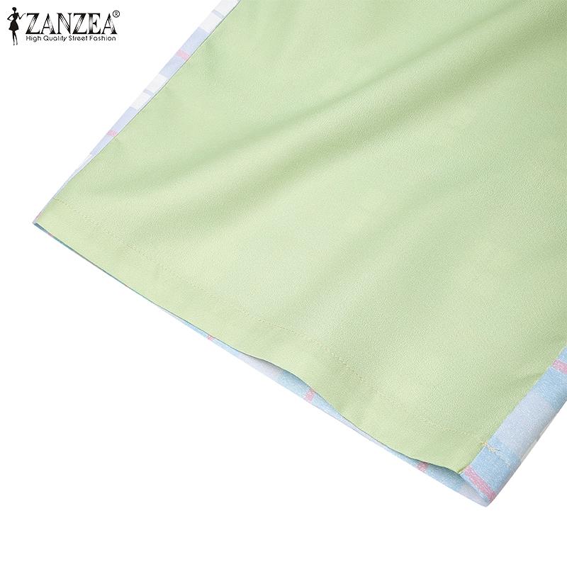 ZANZEA Women Casual Print Patchwork Loose Straight Trousers