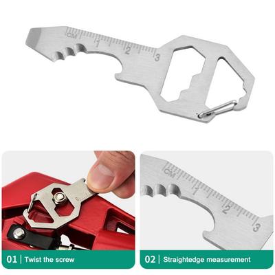 6 In 1 Utility Gadget Wrench Multi Tool Keychain Multipurpose Multi-use Mini Tool  Hiking