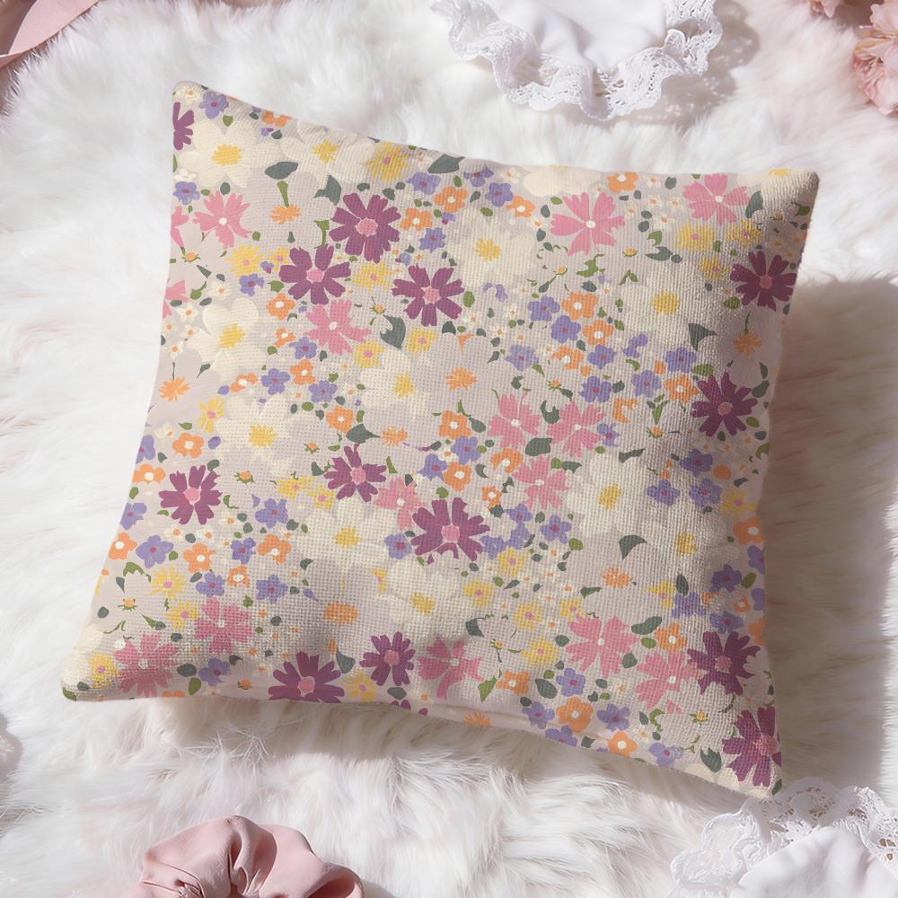 Solid Color Patchwork Floral Cushion Cover Premium Comfort Reversible Pillow Cove Two in One Design for Any Room Car Interior