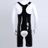 Sexy Men One-piece Tight Crotchless Underwear Shiny Leather Wrestling Singlet Jockstrap Bodysuit Swimwear