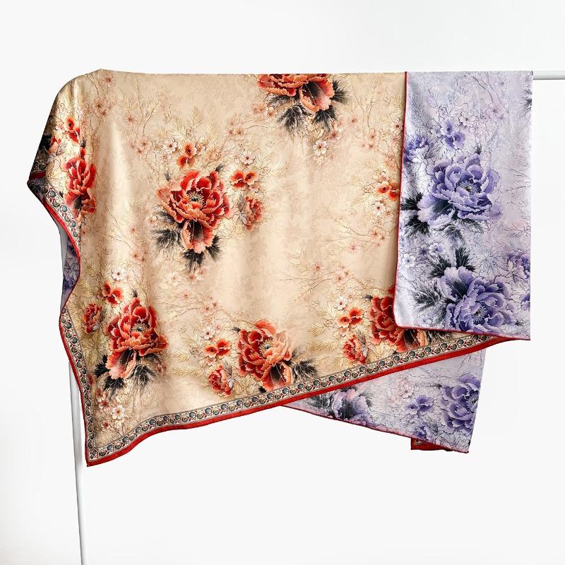 Chinese style fragrant cloud gauze square scarf silk scarf floralsprinting double-sided silk scarf shawl