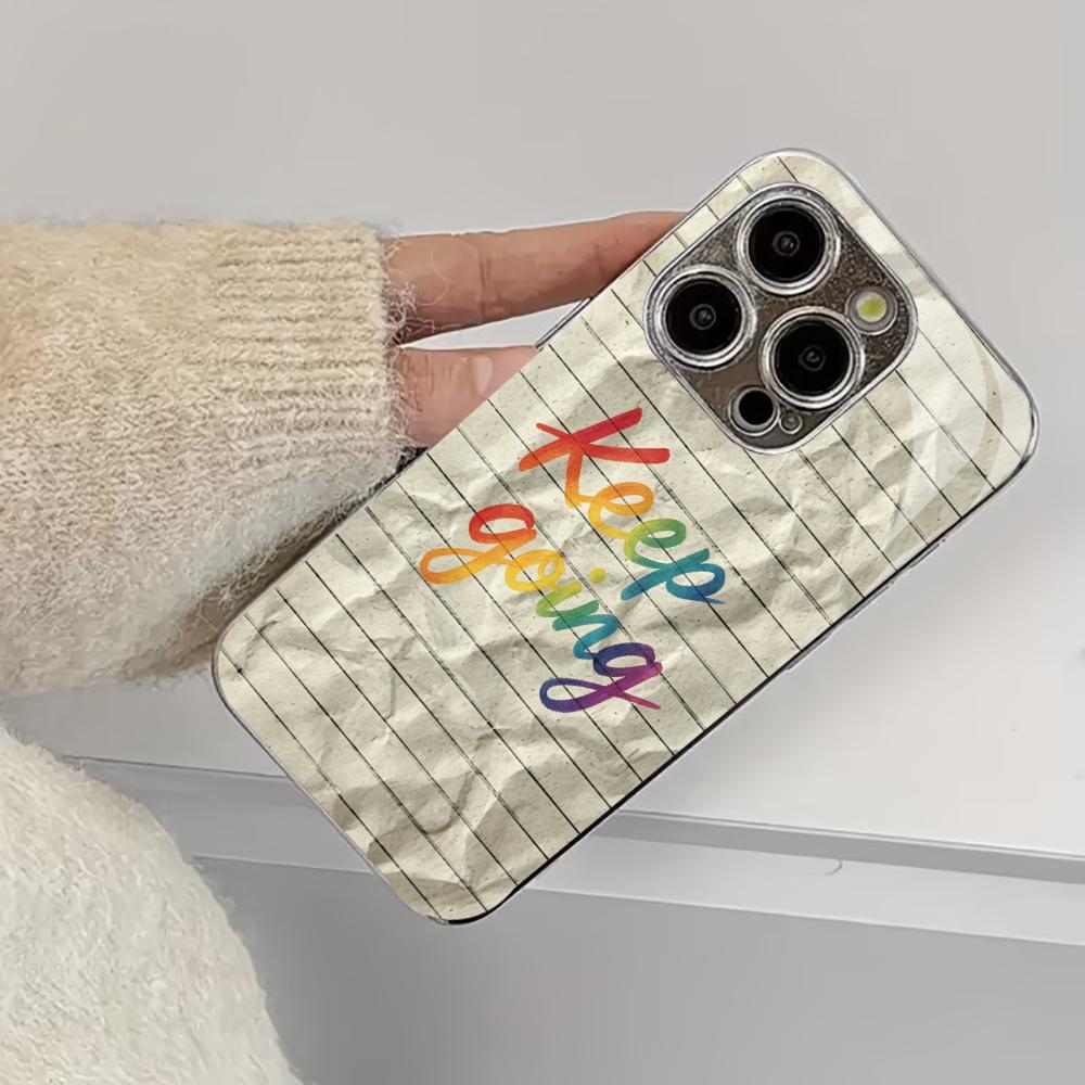 Colorful motivational paper phone case for funda iphone for iphone 17 pro max cover glass for iPhone 17 16 15 14 13 pm Pro Plus