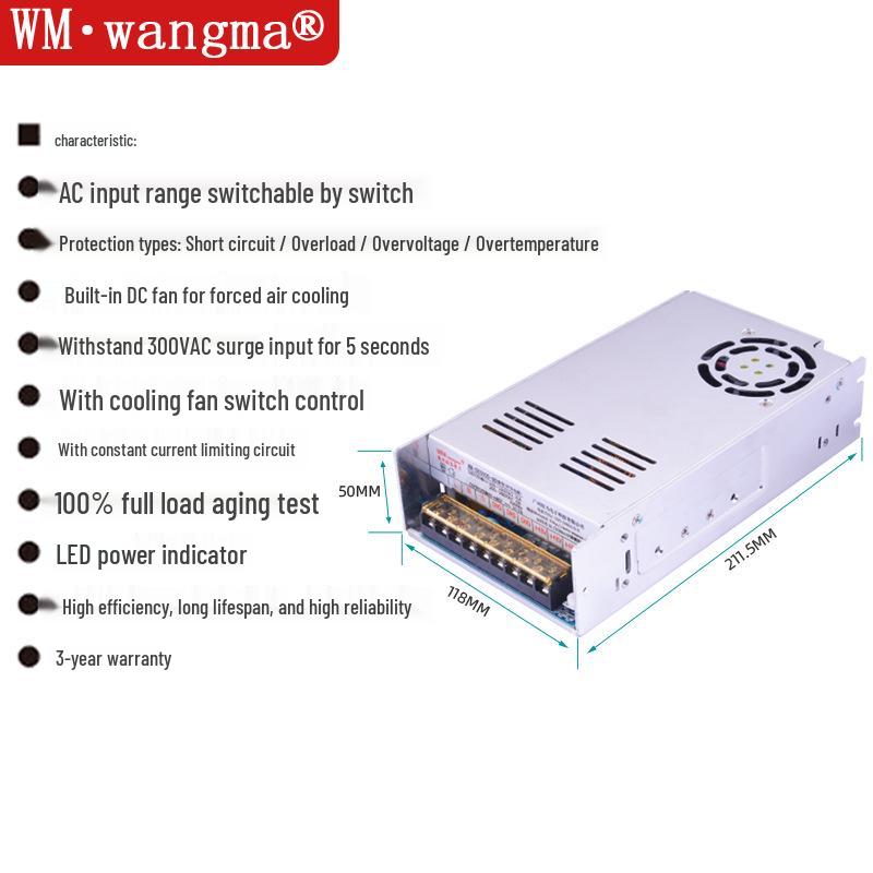 500W High Power 48V 10.5A DC Switching Power Supply with Monitoring