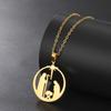 Christian Prayer Pendant Necklace Stainless Steel Unisex Retro Angel Star Prayer Talisman Mother's Day Jewelry Gift