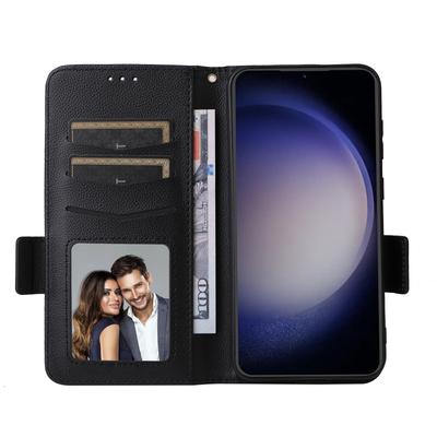 For Samsung Galaxy S24 FE Case with Wrist Strap Litchi Texture PU Leather Wallet Phone Cover