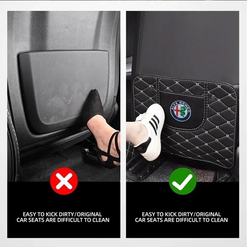 Car Stickers For Alfa Romeo Car Seat Back Anti Kick Pad Leather Scratch Mat For Alfa Romeo 146 147 155 156 159 Stelvio Giulia Gi Zxb894