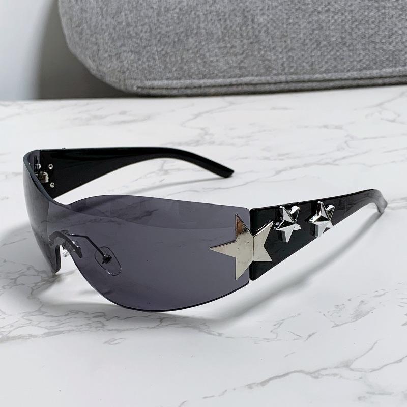

Sunglasses For Women Men Trendy Shield Wrap Around Sun Glasses Rimless Star Oversized Fashion Frameless Glasses