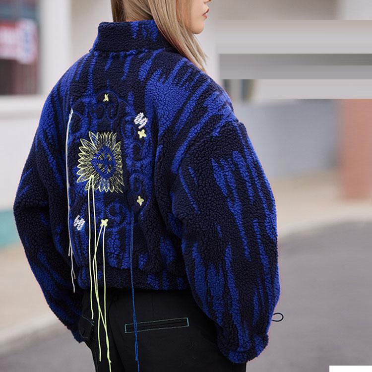 Li Ning 21FW Wu Chuang Wu Yi Fleece Stand Collar Sports Zip Short Sleeve Jacket Women Jackets Blue AFDR808-2