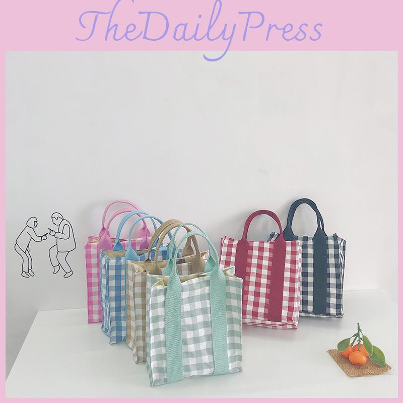 Trendy Children's Shoulder Bag Versatile Plaid Canvas Crossbody Bag For Kids