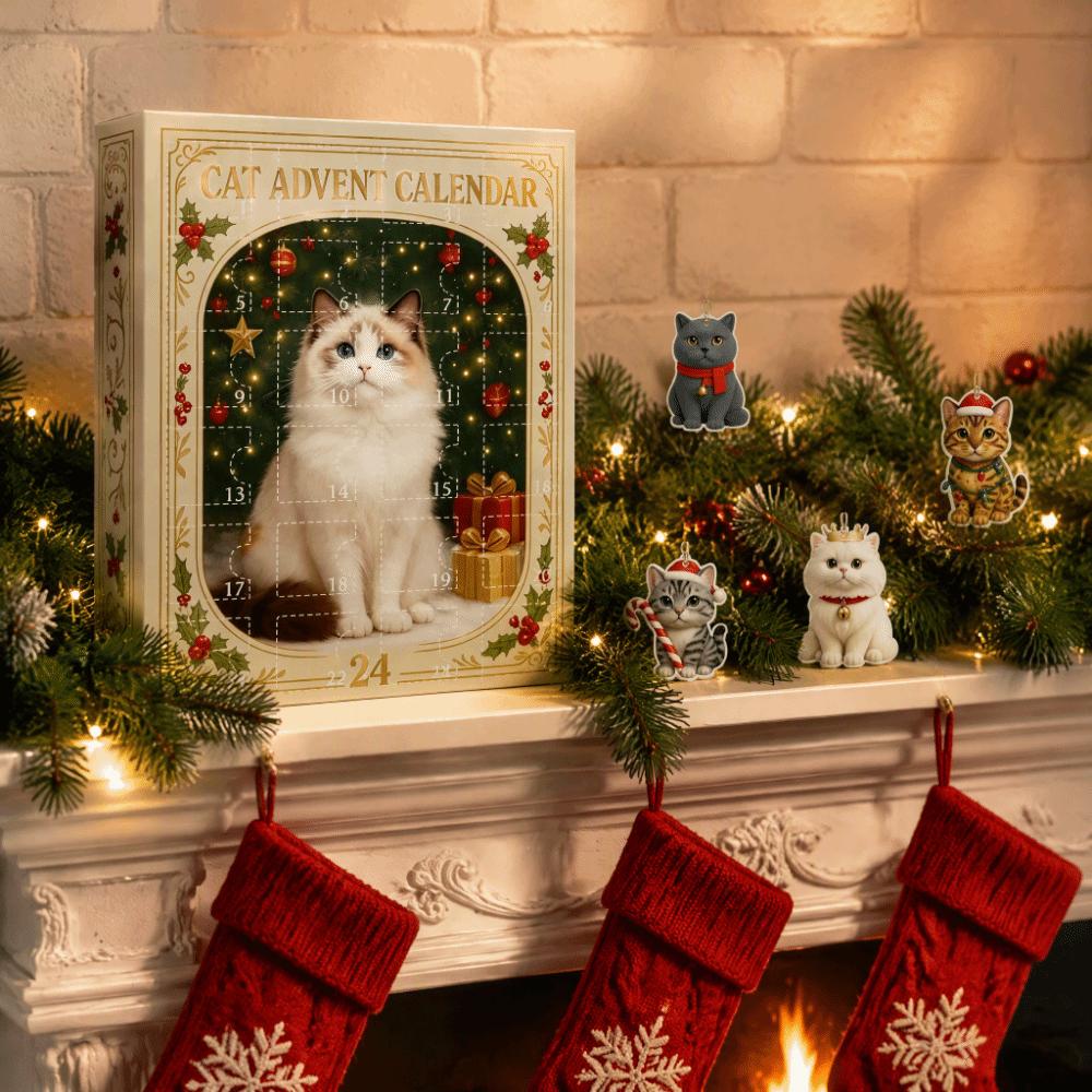 24 Boxes Christmas Countdown Calendar Cute Cat Advent Calendar Countdown Gift Cat Ornaments Women