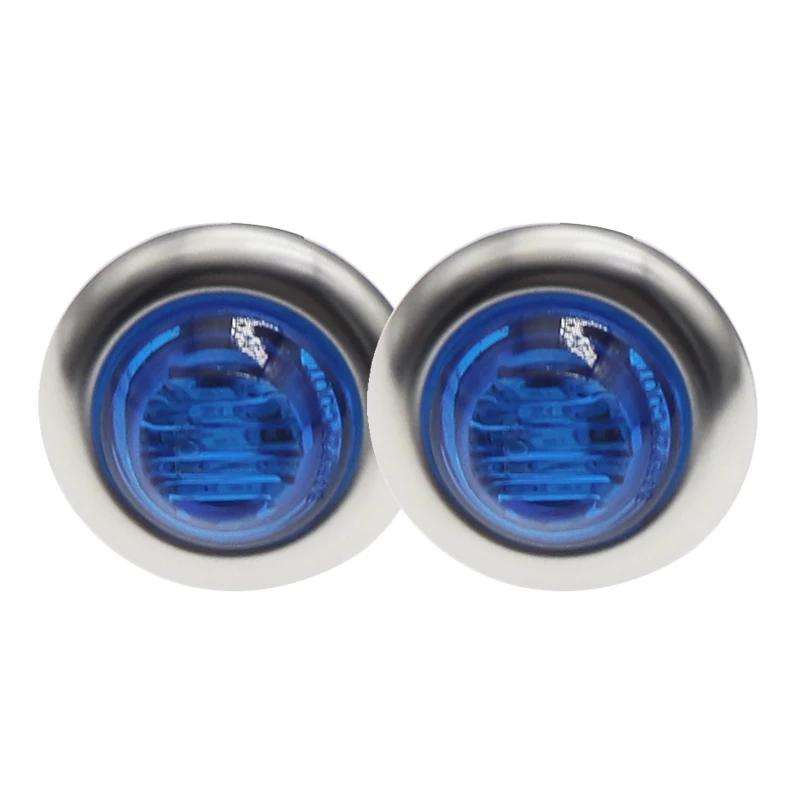 12 В 2 шт. 3 светодиода 3/4  круглые янтарные хромированные боковые габаритные огни для прицепов грузовиков тракторов габаритные огни лампа пуля водонепроницаемая красная