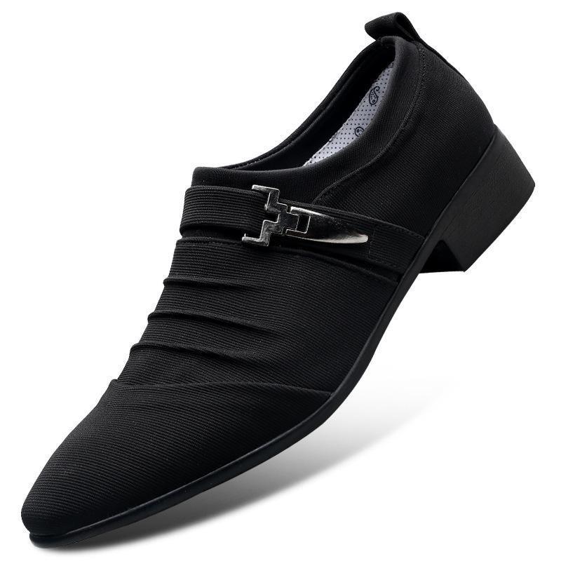 Men Classic Business Shoes Man Dress Shoes Fashion Korea Pointed Toe Lace-Up Formal Wedding Shoes Men Black canvas 2025 New