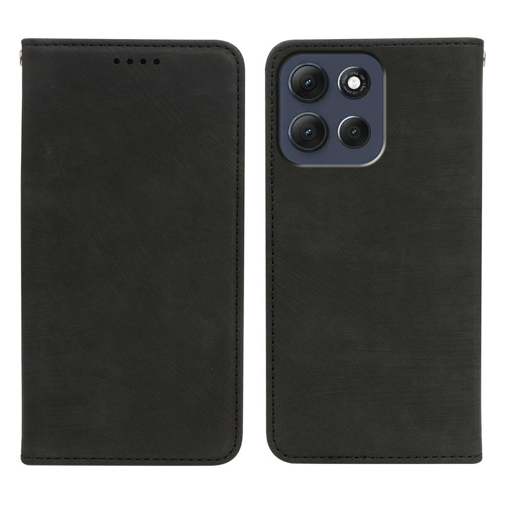 For Motorola Moto G86 5G Case Strong Magnetic Leather Wallet Phone Cover with Striped Texture