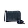 Mens Genuine Leather Woven Handheld Crossbody Bag Daily Commute Black Gray Navy Coffee Beige
