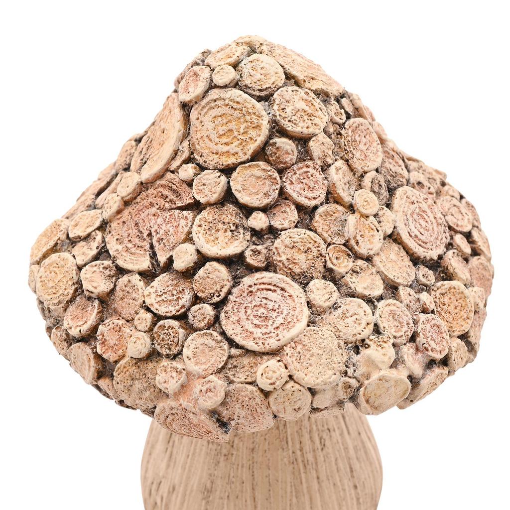 Country Living Wood Effect Mushroom with Log - 16.5cm