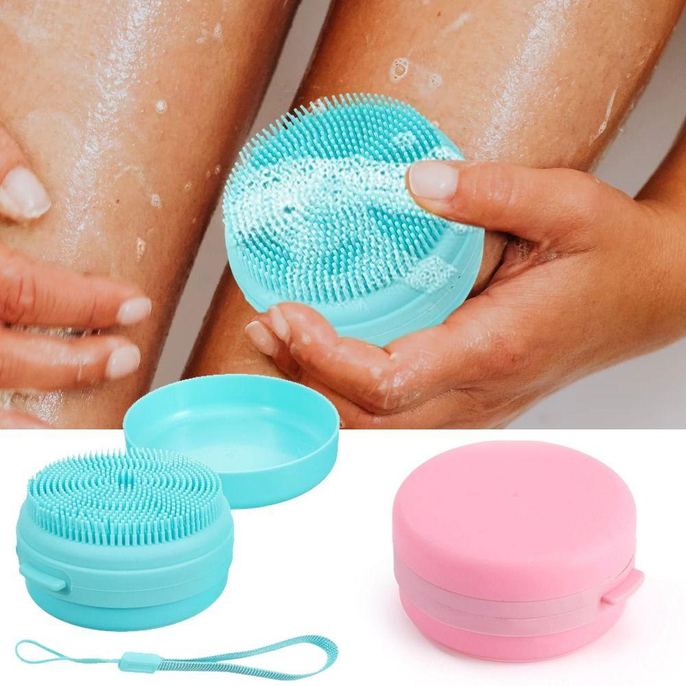 Hanging Rope Silicone Bathing Brush Massage Body Scrub Soap Box Shower Head Scrubber  Household