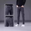 Spring Autumn Jeans Men's Straight Loose Youth Plus Size All-Matching Slim Fit Casual Men's Fall Winter Pure Black Men's Pants